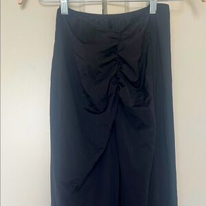 Fun Black Tube Top with Front Opening and Cinch Detail